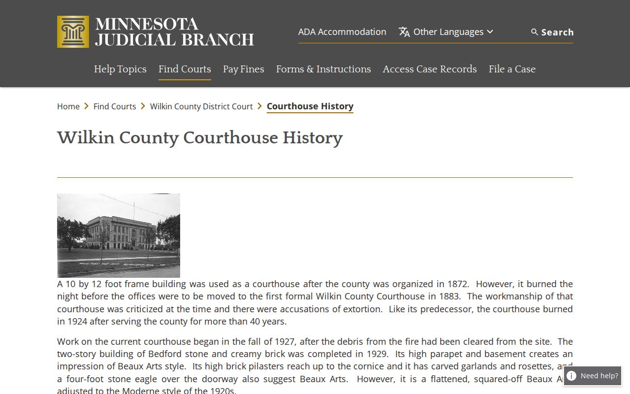 Breckenridge court docket Wilkin courthouse history