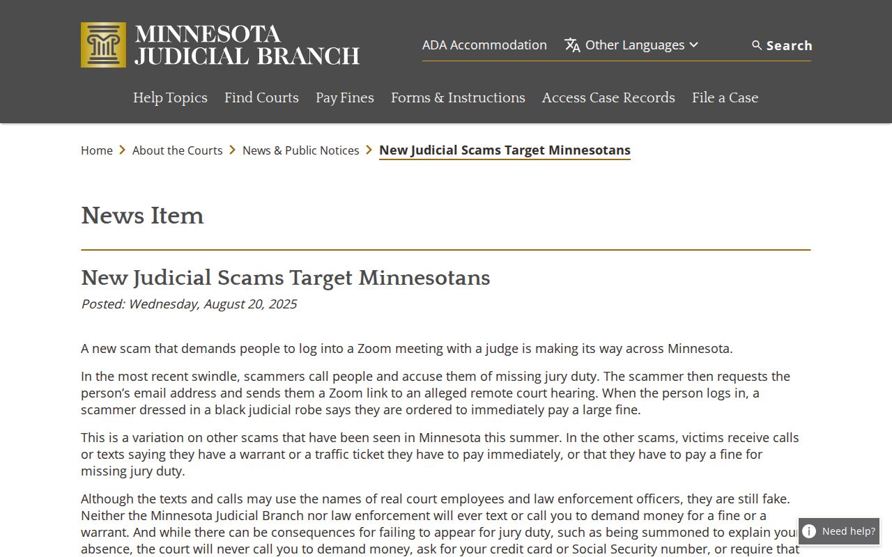 Campbell court docket Wilkin County official Minnesota payment warning