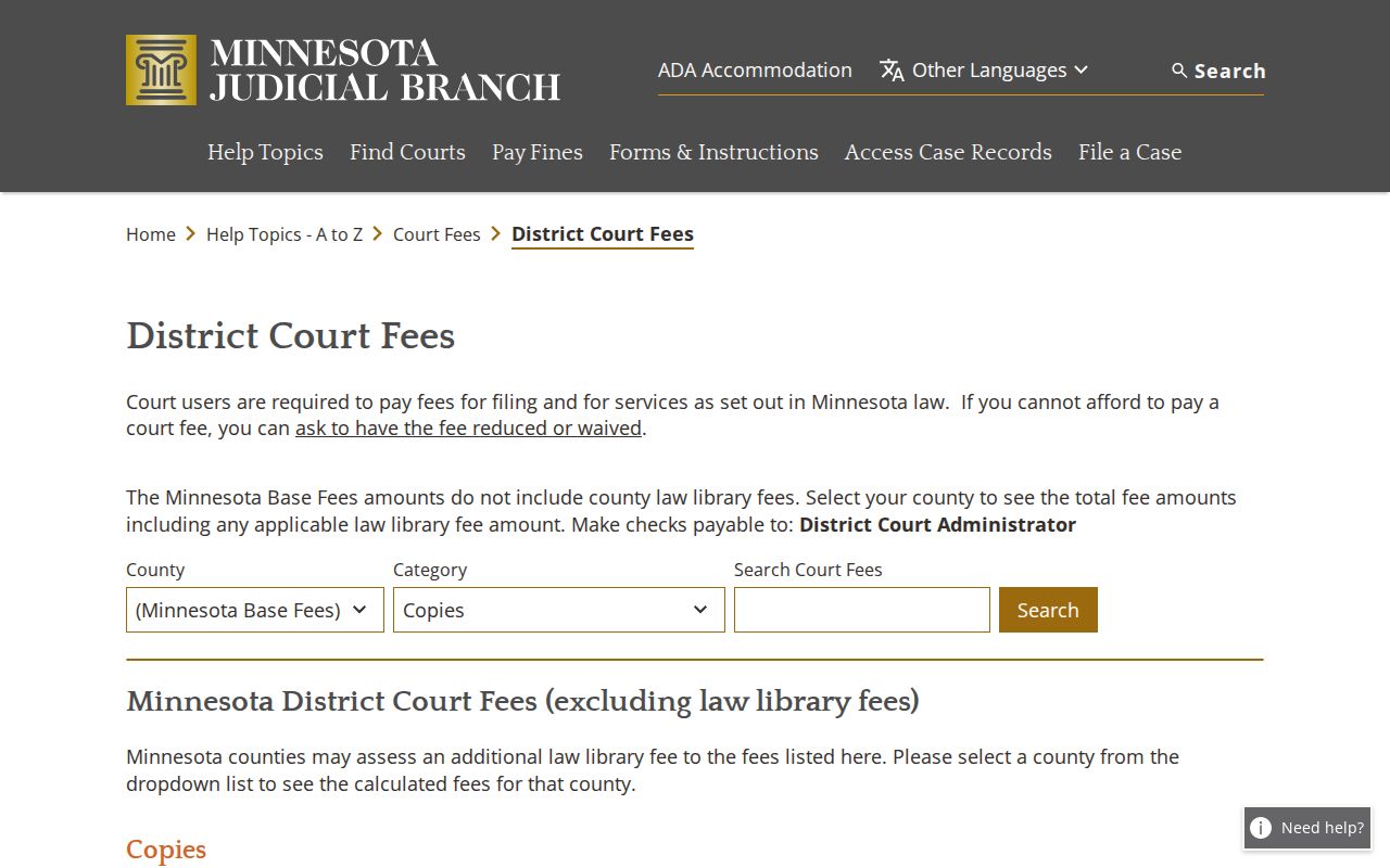 Kent court docket Wilkin County Minnesota District Court copy fees