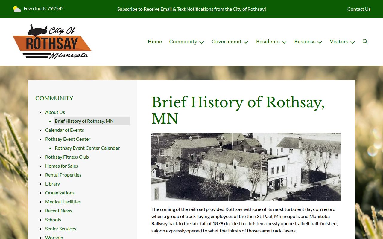 Rothsay court docket official city history page