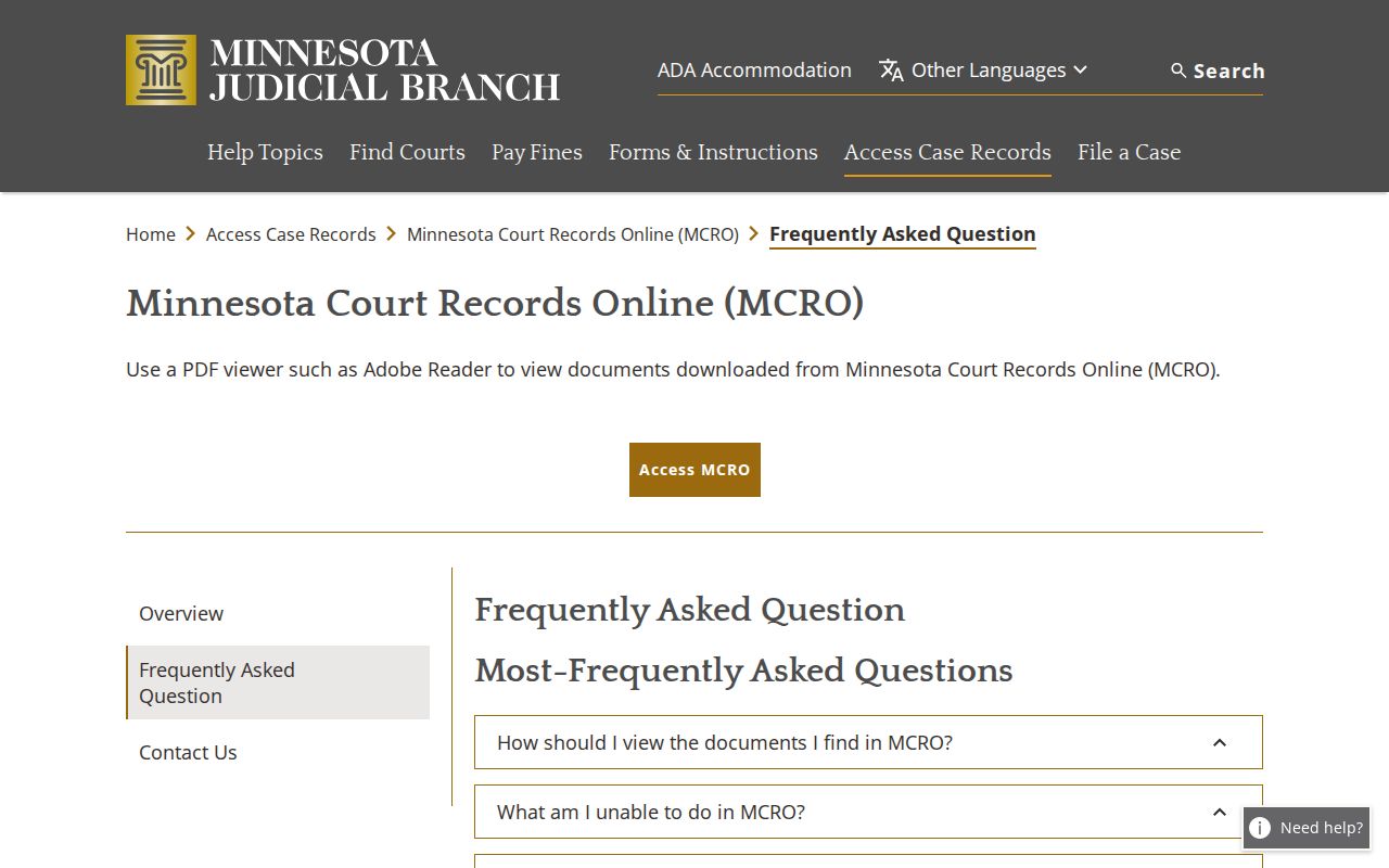 Minnesota Court Records Online search and document access information
