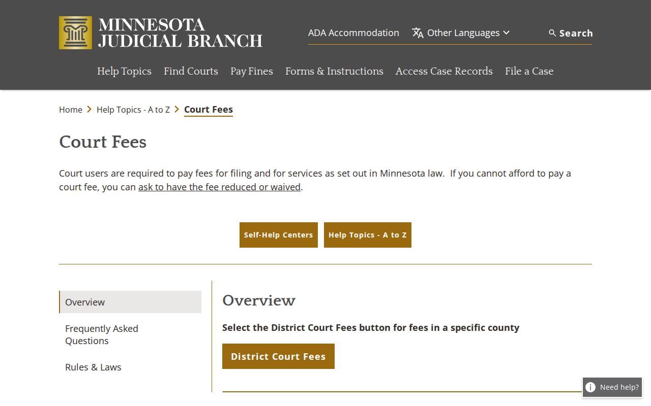 Wilkin County court records Minnesota court fees information