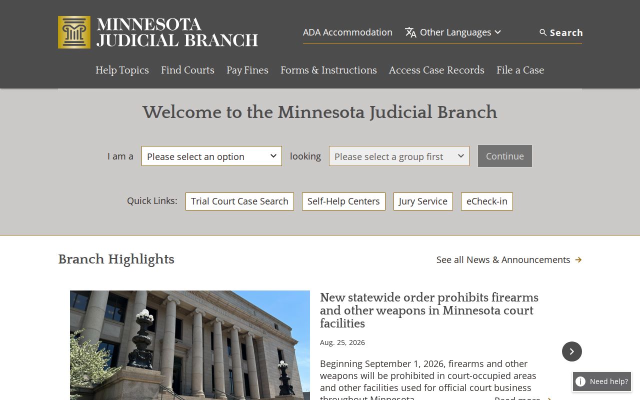 Minnesota Rules of Public Access official document for court records