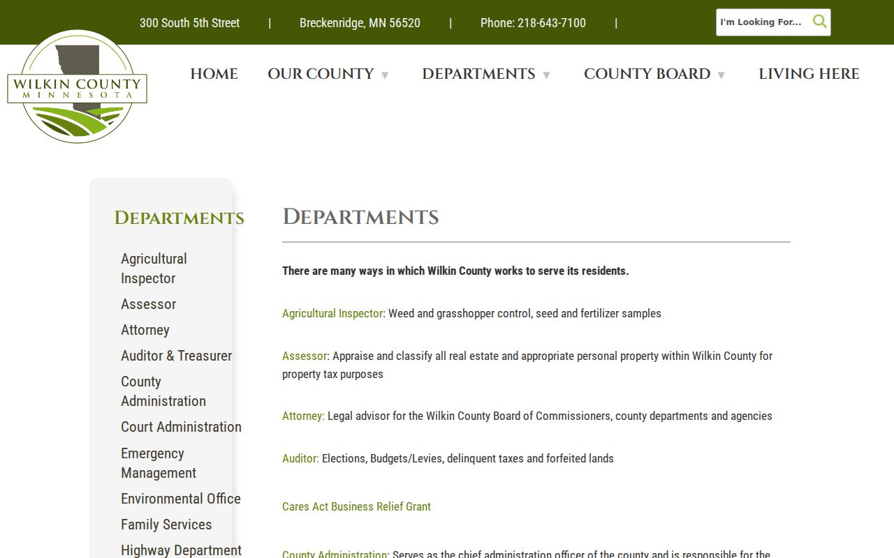 Wilkin County court docket department source