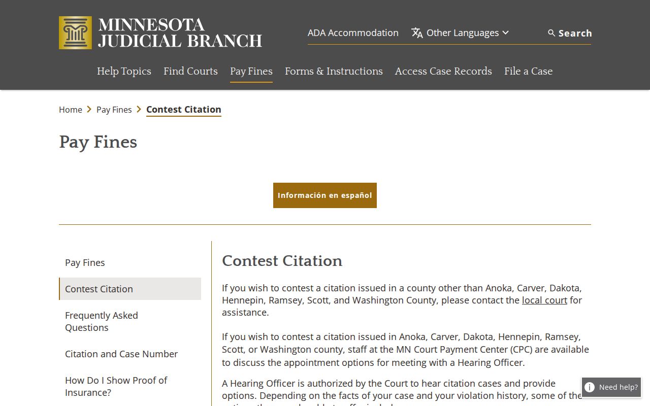 Minnesota contest citation official information page